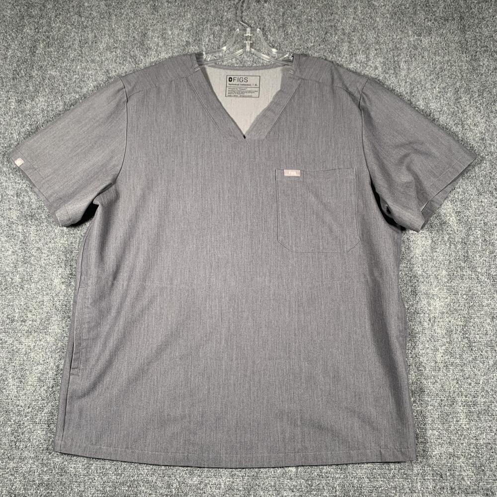 FIGS Shirt Mens XL Gray Chisec V-Neck Pocket Scrub Top Technical Collection